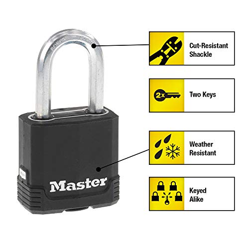 Master Lock Magnum Outdoor Padlock, Heavy-Duty Keyed Lock, 4-Pack, M115XQLF - size: 4 Count (Pack of 1), style: Padlock