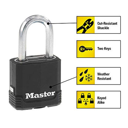Master Lock Magnum Outdoor Padlock, Heavy-Duty Keyed Lock, 4-Pack, M115XQLF - size: 4 Count (Pack of 1), style: Padlock