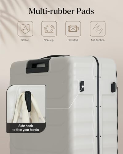 CENSIEN Luggage Sets, 20" Expandable Carry On 28" Aluminum Frame Suitcase - color: White, size: 2-Piece (20/28 Inch)