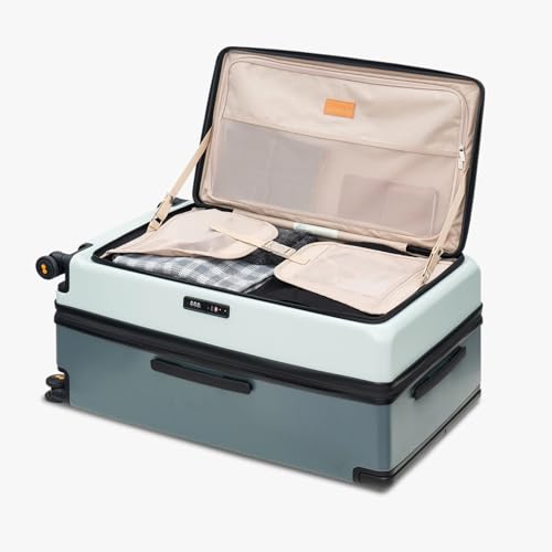 LEVEL8 Adventure Top Opening Luggage Airline Approved with Tsa Lock, 24 Inch Wide Handle Luggage with Spinner Wheels, Top Lid Opening Hardside Expandable Suitcases with Wheels, Celadon - color: Celadon, size: 24Inch