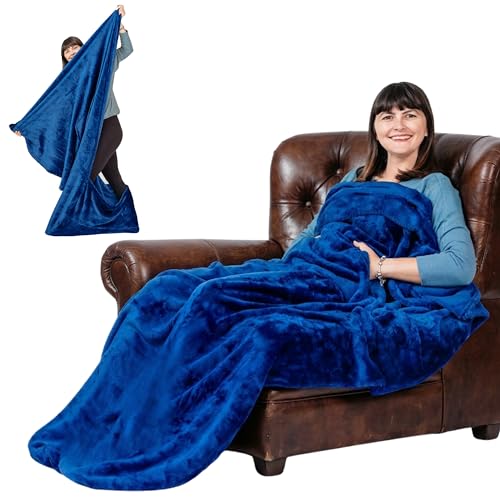 Original Patented Foot Pocket Blanket, Fleece Lightweight (Blue, Giant) - color: Velvet Blue, size: Oversized