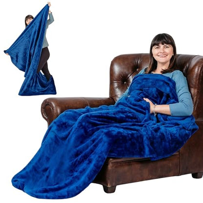 Original Patented Foot Pocket Blanket, Fleece Lightweight (Blue, Giant) - color: Velvet Blue, size: Oversized
