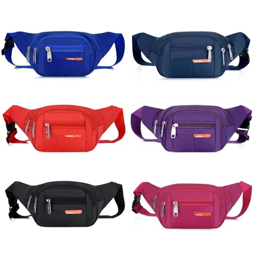6 Pcs Fanny Packs Bulk for Travel Running Women Men - style: Multi-zipper Style|6pcs