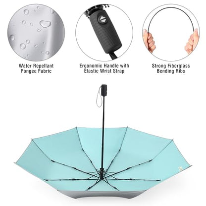 G4Free UPF 50+ UV Protection Travel Umbrella 42/46 Inch Auto Open Close - color: Lake Blue/Silver, size: 46 inch