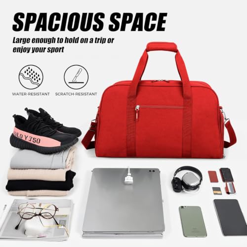 Searock 45L Gym Bag for Men & Women with Shoe Compartment - color: Red, size: 21 x 10 x 13″ (Medium)