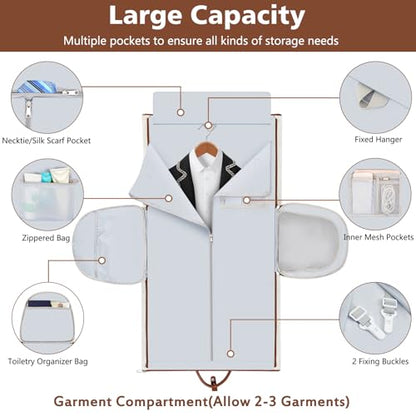 Garment Bag for Travel Convertible Carry on Travel Duffel Bag for Men Women - color: A01-Off White