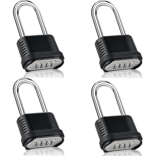 4 Digit Heavy Duty Combination Lock - 105mm Long Shackle Weatherproof - style: 4pcs Long-Black