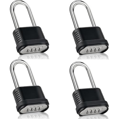 4 Digit Heavy Duty Combination Lock - 105mm Long Shackle Weatherproof - style: 4pcs Long-Black
