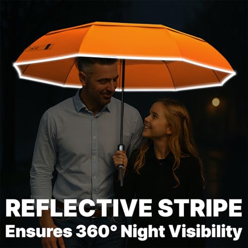 Royal Walk Compact Travel Umbrella for Rain, Windproof, Small & Portable - color: Orange