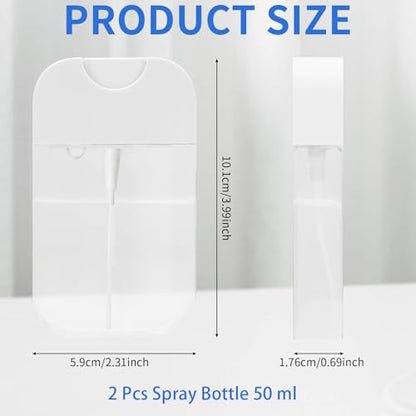2 PCS Clear Spray Bottles, Portable Card Spray Bottles, 50 ML Refillable Plastic Perfume Atomizer Vials, Suitable Perfume, moisturizing water, hand sanitizer - color: 50ML 2 Pcs
