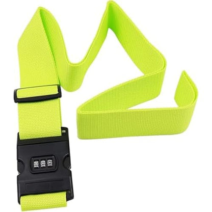 2-Pack Bright Green Luggage Strap with Combination Lock – 174cm Adjustable Travel Belt for Suitcases, Durable Nylon TSA-Friendly Baggage Security Strap