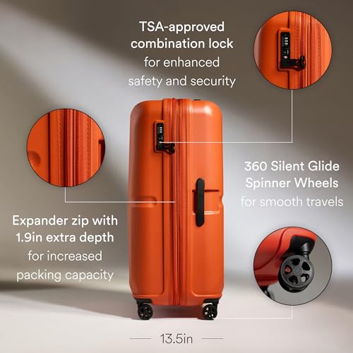 ANTLER - Single Stripe Hardside Luggage 32 Inch Large Suitcase - Durable, Lightweight & Expandable, 4 Spinner Wheels - Adjustable Handle, TSA Lock - Ember - color: Ember, size: Large