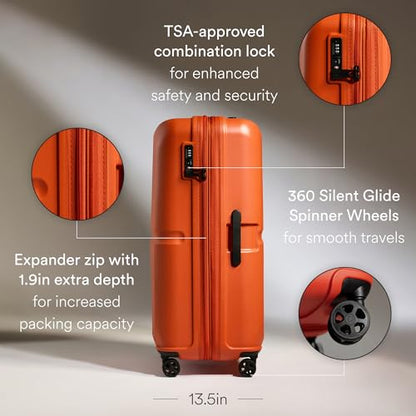 ANTLER - Single Stripe Hardside Luggage 32 Inch Large Suitcase - Durable, Lightweight & Expandable, 4 Spinner Wheels - Adjustable Handle, TSA Lock - Ember - color: Ember, size: Large