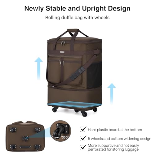 MILADA Expandable Checked Luggage Collapsible Duffle Bag 68L-98L, Coffee - color: Coffee