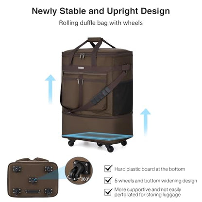 MILADA Expandable Checked Luggage Collapsible Duffle Bag 68L-98L, Coffee - color: Coffee