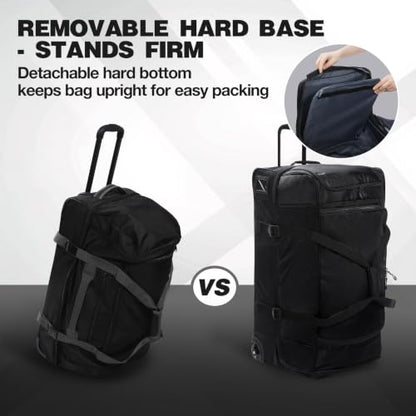 REDCAMP 33" Large Rolling Duffle Bag with Wheels and Handle for Travel, 90L - size: 33" Black