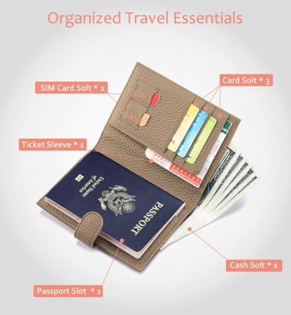 RFID Protection Passport Wallets for Women, Gift for Traveler - color: Apricot Beige