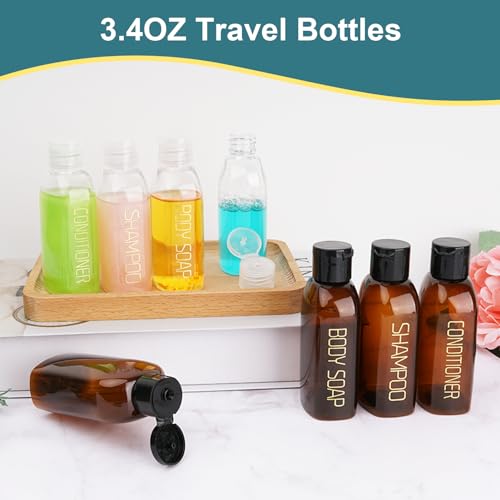 Cosywell Travel Bottles for Toiletries 8PCS 3.4oz TSA Approved Containers - Leak Proof Empty Lotion Bottles With Flip Cap for Shampoo and Toiletries - color: 3.4oz 2-Color - 6 Labeled 2 Blank