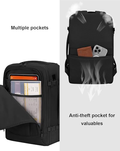 ECOHUB Small Travel Backpack 17" United Airlines Personal Item Bag Black - color: Black, size: 17 inch
