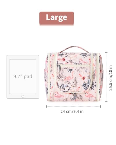 Narwey Large Hanging Travel Toiletry Bag for Women, Makeup Cosmetic Bag - color: B-Beige Bird, size: Large