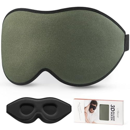 LitBear Sleep Mask for Side Sleeper Women Men, Eye Mask for Sleeping - color: Olive Green