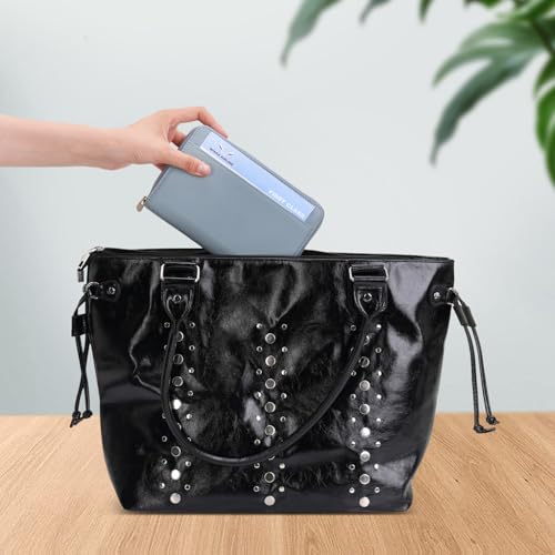Leather Zipper Passport Wallet Holder Travel Essentials with RFID Blocking - color: Blue
