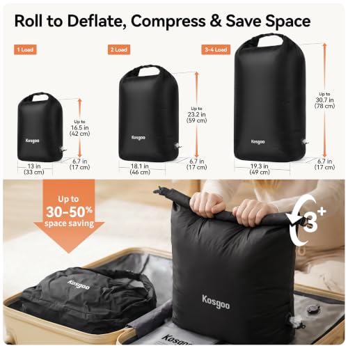 Travel Laundry Bag, Vacuum Compression Waterproof Dirty Clothes Bag - color: Black-2Pack
