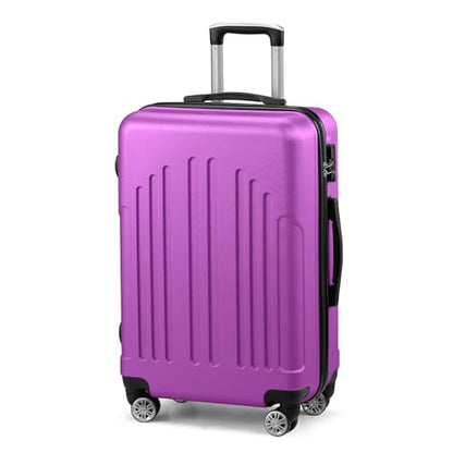 Karl home 24in Checked Luggage, Medium Suitcase with Wheels, Purple - color: Purple, size: 24 Inch