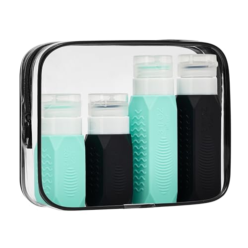 4 Pcs Travel Bottles for Toiletries,TSA Approved Travel Bottles, 3oz & 2oz Leak Proof Silicone Squeeze Containers, Refillable Travel Size Set with Clear Bag,Travel Accessories - color: 04-3oz 2pcs & 2oz 2pcs