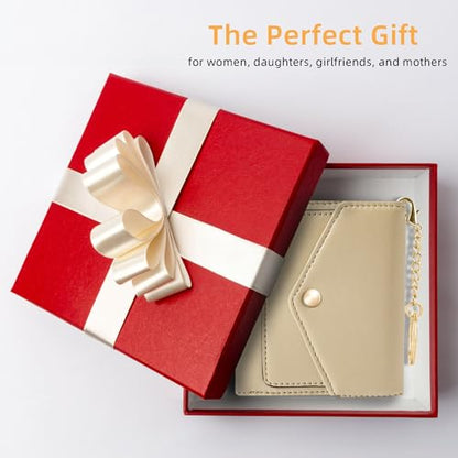 Gostwo Womens Wallet RFID Blocking Small Wallets Woman Credit Card Holder Trifold Ladies Wallets with Coins Zipper Pocket - color: Sand