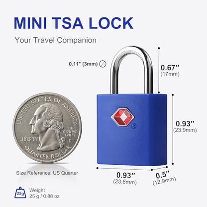 Keyed TSA Locks for Luggage, Suitcase, Backpack, 4 Pack, Blue - color: Blue