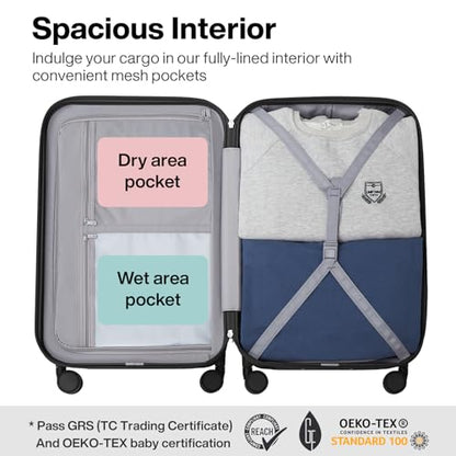 mixi Carry on Luggage Suitcases with Spinner Wheels, Hardside Rolling Suitcase PC with TSA Lock Lightweight Travel Case 20in Carry-On, Fine Grid Black - color: Fine Grid Black, size: 20in Carry on