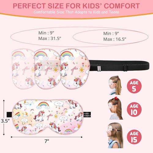 Kids Silk Sleep Mask, 100% Mulberry Silk Eye Mask with Adjustable Strap - color: Pink Horse Style