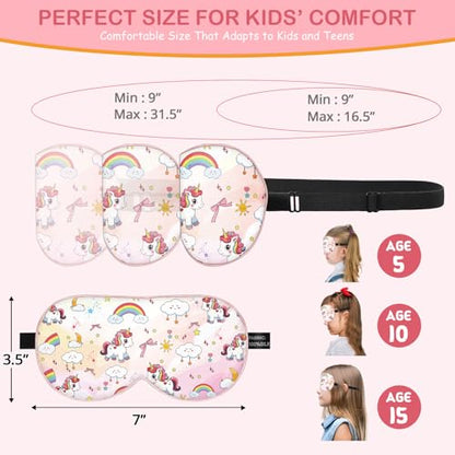 Kids Silk Sleep Mask, 100% Mulberry Silk Eye Mask with Adjustable Strap - color: Pink Horse Style