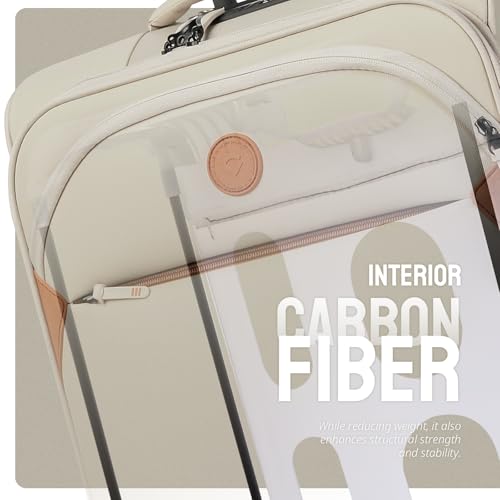 Verage Cambridge Lightweight Luggage Softside Expandable Spinner Wheel Suitcase (Light Khaki, Carry-On 20-Inch) - color: Light Khaki, size: 20-Inch