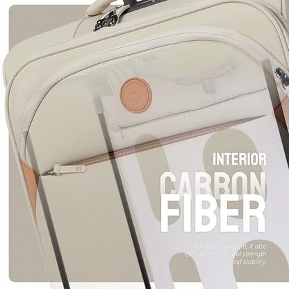 Verage Cambridge Lightweight Luggage Softside Expandable Spinner Wheel Suitcase (Light Khaki, Carry-On 20-Inch) - color: Light Khaki, size: 20-Inch