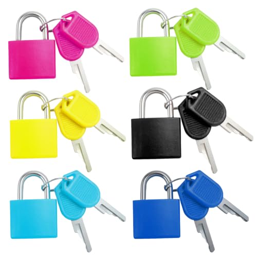 Bonsicoky 6 Pack Suitcase Locks with Keys, Multicolor Padlocks(6 Color B) - color: 6 Colors-B