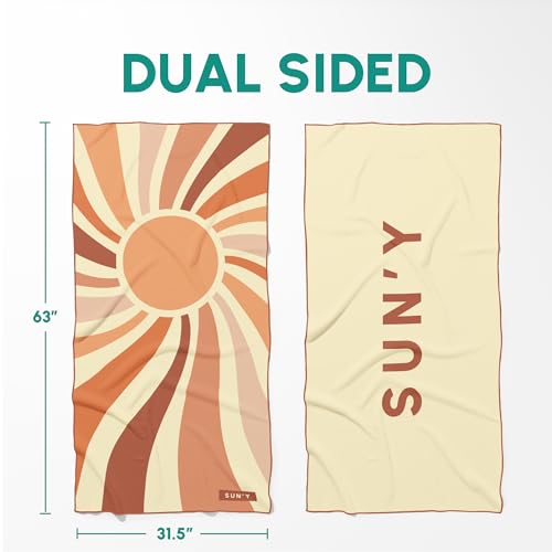 SUN'Y Waffle Microfiber Beach Towel, Sand Free, Quick Dry - Rays - color: Rays