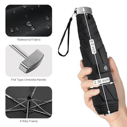 Travel Umbrella Compact Small Folding Windproof Lightweight for Women - color: 01.Black