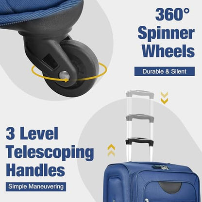 Merax Suitcase Set, Softside 3-Piece Expandable Luggage - color: Navy Blue(22/26/30)