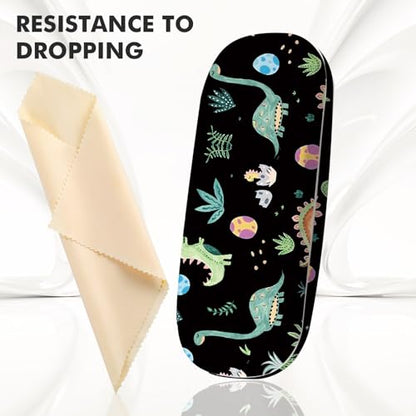 Glasses Case Hard Shell,Portable Protective Eyeglasses Case, Eyeglass Holder Box with Cleaning Cloth,for Women Men - color: Dinosaur