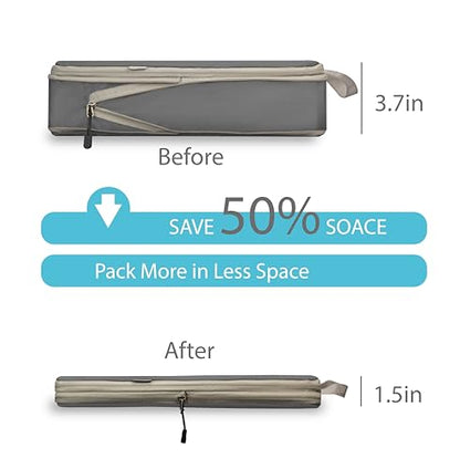 Compression Travel Packing Cubes with White Mesh, Grey, 10Pcs - color: Grey, size: Set of 10