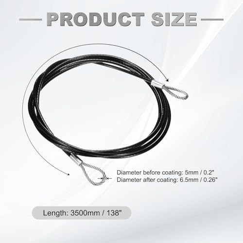 PATIKIL 138" Safety Cable Lock Security Wire Ropes 0.26" Dia Black - size: 138 Inch-Black