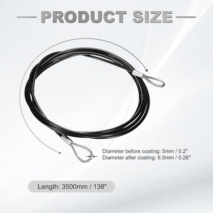 PATIKIL 138" Safety Cable Lock Security Wire Ropes 0.26" Dia Black - size: 138 Inch-Black