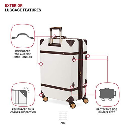 SwissGear 7739 Hardside Luggage Trunk with Spinner Wheels, White, Checked-Large 26-Inch - color: White, size: Checked-Large 26-Inch