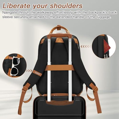 Kono Luggage Set 3 Piece Carry On Hardside Luggage with Spinner Wheels - color: Apricot Black, size: 20-inch/Bp/Tb
