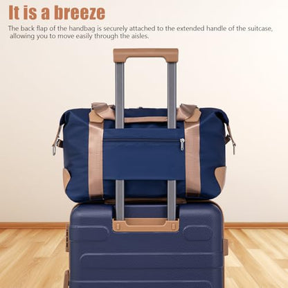 Cobens Luggage Sets 5 Piece, Suitcase with Wheels, 20/24/28inch, DarkBlue - color: DarkBlue