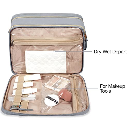 BAGSMART Toiletry Bag for Women, Medium Water-resistant, Grey - color: Grey, size: Medium