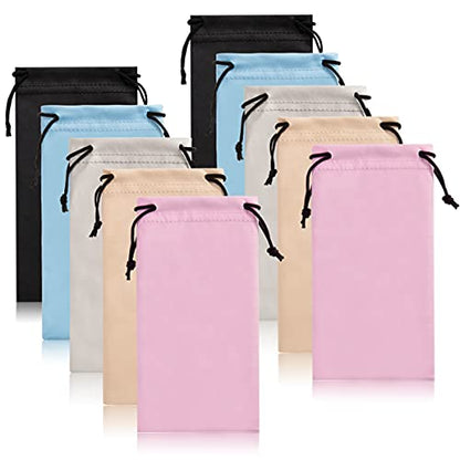 TRIUMPH VISION Glasses Case Soft Eyeglass Case Sunglass Pouch Cloth 3 Pack - color: Zh-10 Pack (Black,grey,pink,khaki,blue)