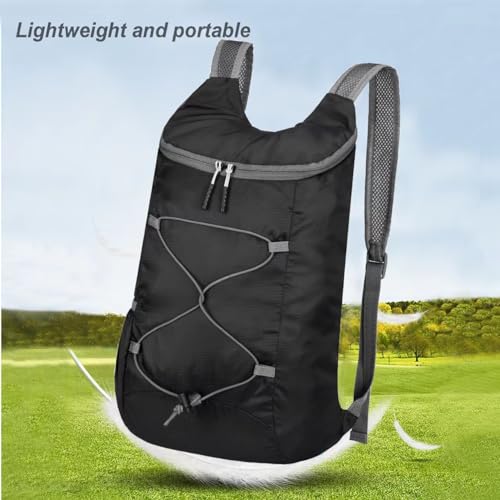 levayhill 16L Foldable Hiking Backpack,Small Packable Daypack, Black & Gray - color: Black&gray